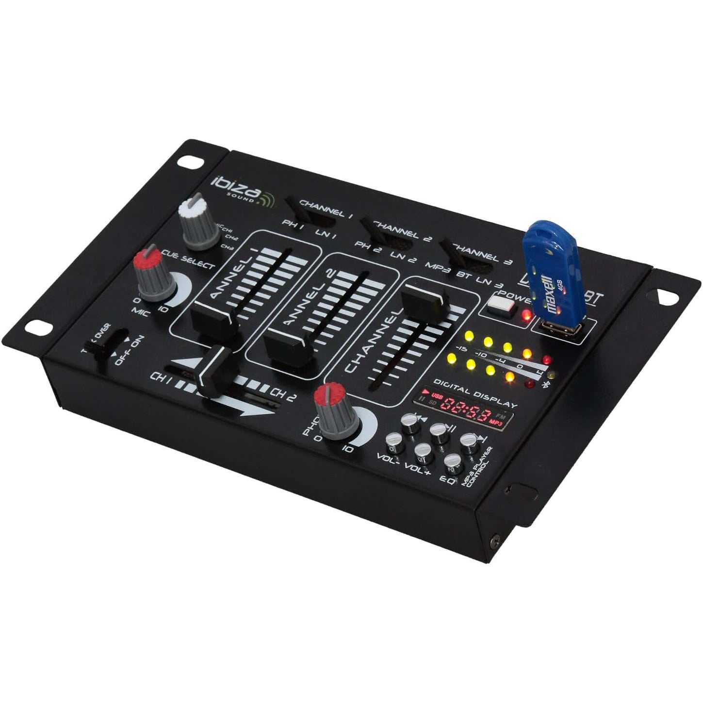 Ibiza DJ21USB-BT Bluetooth USB 4-Channel 7-Input DJ Mixer Console